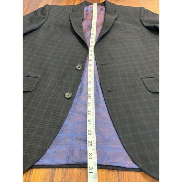 Ted Baker Men's Black Purple Windowpane Notch Lapel Long Sleeve Sport Coat Sz 42 - Picture 4 of 8